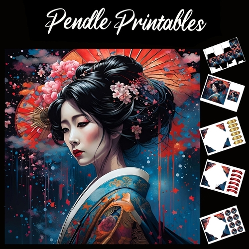 A True Beauty. Japanese Lady.  7x7 Card Kit. Matching Box, Gift Bauble,Tag