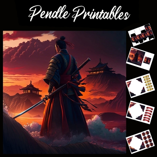 Guardian Of The Land. Japanese Warrior 7x7 Card Kit. Matching Box, Gift Bauble,Tag