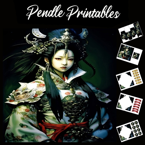 Beautiful Japanese Young Lady Samurai 7x7 Card Kit. Matching Box, Gift Bauble,Tag