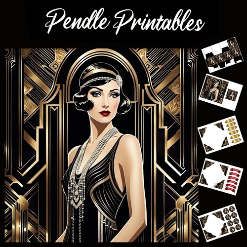 Beautiful Art Deco Lady (10) 7x7 Card Kit. Matching Box, Gift Bauble,Tag