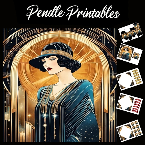 Beautiful Art Deco Lady (12)  7x7 Card Kit. Matching Box, Gift Bauble,Tag