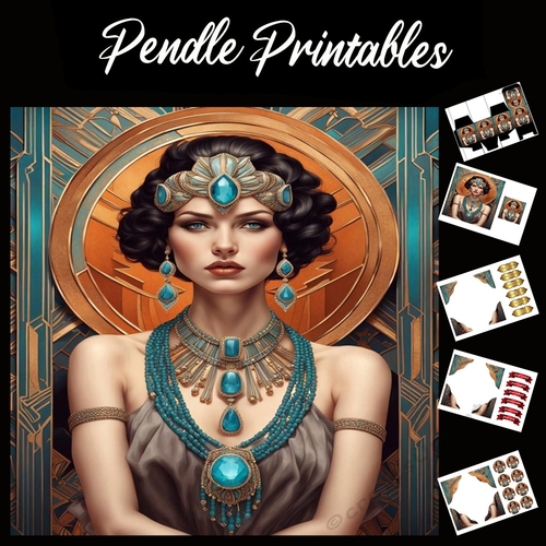 Beautiful Art Deco Lady (12a) 7x7 Card Kit. Matching Box, Gift Bauble,Tag