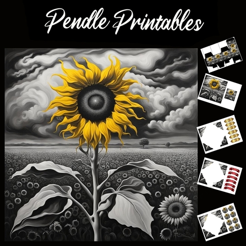 Sunflowers Storm 7x7 Card Kit. Matching Box, Gift Bauble,Tag