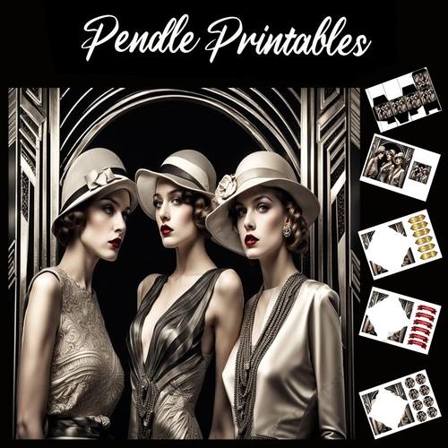 Three Art Deco Beauties 7x7 Card Kit. Matching Box, Gift Bauble,Tag