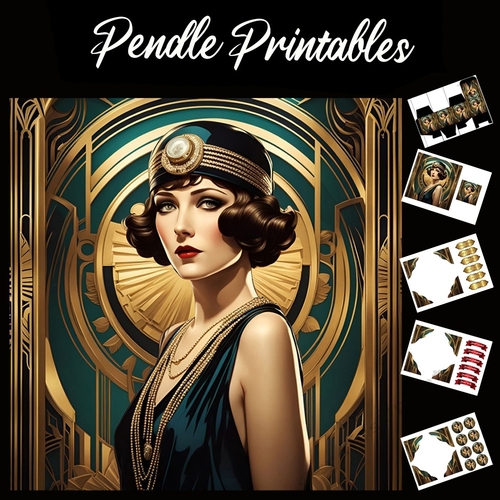 Beautiful Art Deco Lady (17) 7x7 Card Kit. Matching Box, Gift Bauble,Tag