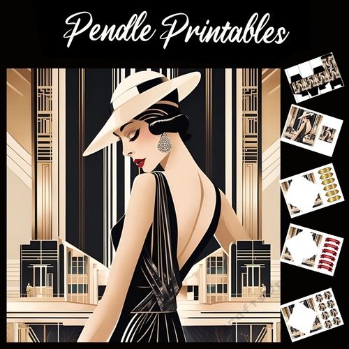 Beautiful Art Deco Lady (19) 7x7 Card Kit. Matching Box, Gift Bauble,Tag