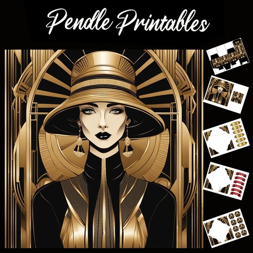 Beautiful Art Deco Lady (21) 7x7 Card Kit. Matching Box, Gift Bauble,Tag