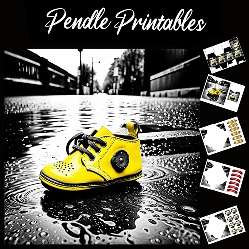 Lost Little Yellow Shoe 7x7 Card Kit. Matching Box, Gift Bauble,Tag