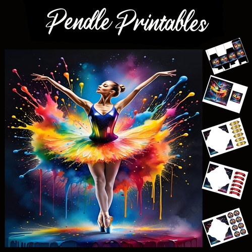 Splatter Art. A Dance Of Colour 7x7 Card Kit. Matching Box, Gift Bauble,Tag