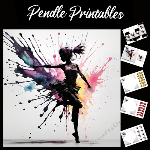Splatter Art. The Paint Dancer 7x7 Card Kit. Matching Box, Gift Bauble,Tag