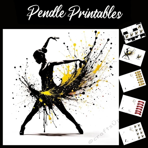 Splatter Art. Free Spirit Dancer 7x7 Card Kit. Matching Box, Gift Bauble,Tag