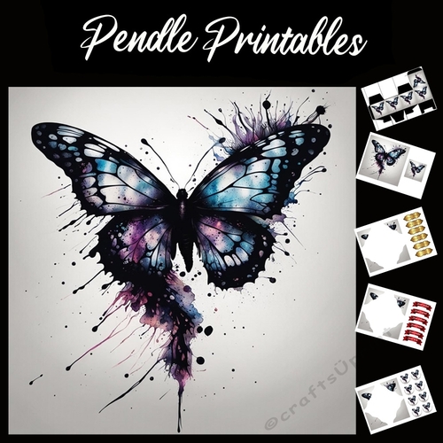 Splatter Art. The Butterfly 7x7 Card Kit. Matching Box, Gift Bauble,Tag
