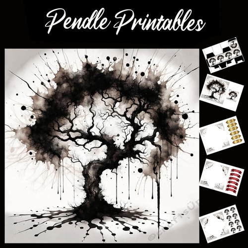 Splatter Art. The Dark Tree 7x7 Card Kit. Matching Box, Gift Bauble,Tag