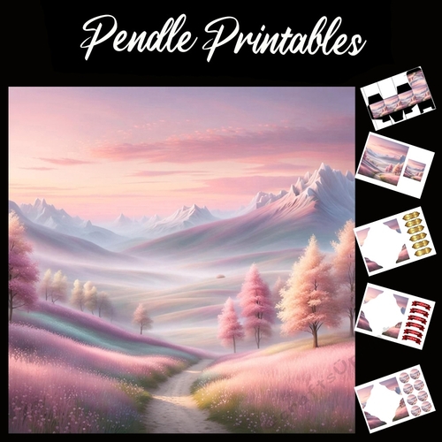 The Misty Valley 7x7 Card Kit. Matching Box, Gift Bauble,Tag