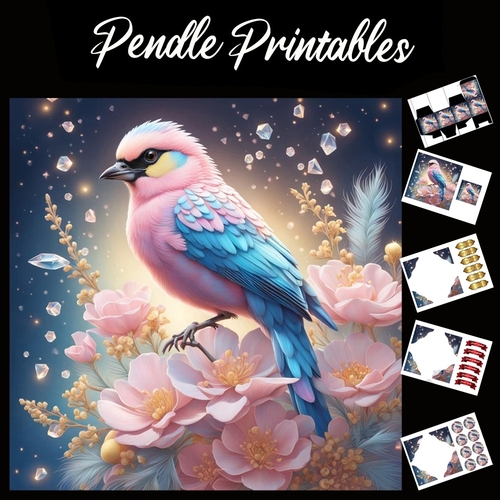 The Diamond Bird 7x7 Card Kit. Matching Box, Gift Bauble,Tag
