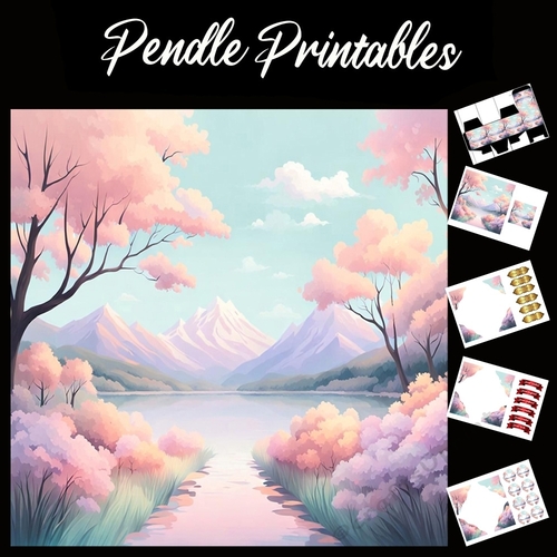 Sugar Mountains 7x7 Card Kit. Matching Box, Gift Bauble,Tag