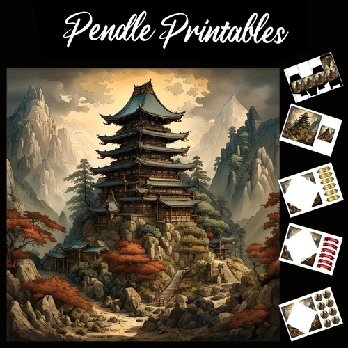 Temple In The Valley 7x7 Card Kit. Matching Box, Gift Bauble,Tag