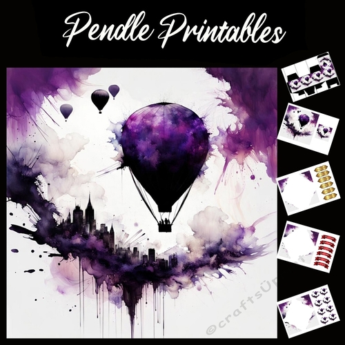 Splatter Art: Purple Ride 7x7 Card Kit. Matching Box, Gift Bauble,Tag