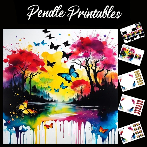 Splatter Art: Butterflies Bedtime 7x7 Card Kit. Matching Box, Gift Bauble,Tag