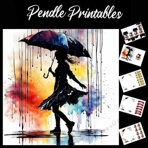Splatter Art: Rain Dancer 7x7 Card Kit. Matching Box, Gift Bauble,Tag