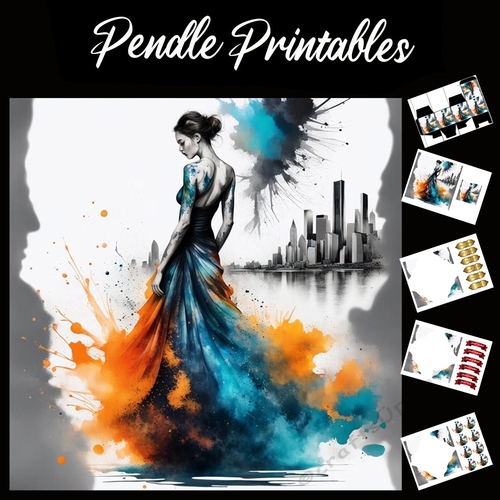 Splatter Art: Belle Of The Ball 7x7 Card Kit. Matching Box, Gift Bauble,Tag