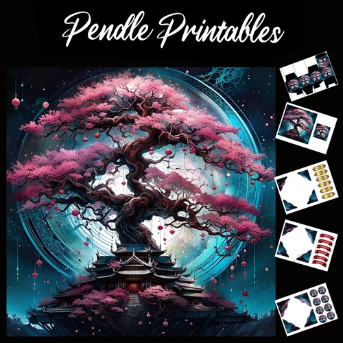 Mystical Lantern Tree 7x7 Card Kit. Matching Box, Gift Bauble,Tag