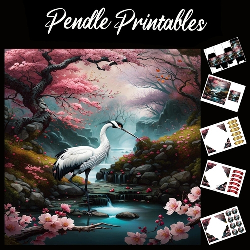 The Crane 7x7 Card Kit. Matching Box, Gift Bauble,Tag