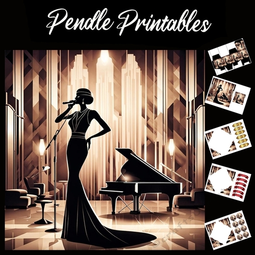 Beautiful Art Deco Lady (3)  7x7 Card Kit. Matching Box, Gift Bauble,Tag