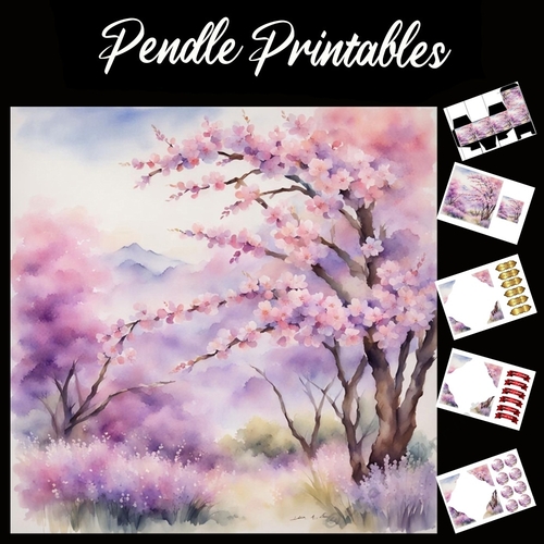 Beautiful Blossom 7x7 Card Kit. Matching Box, Gift Bauble,Tag