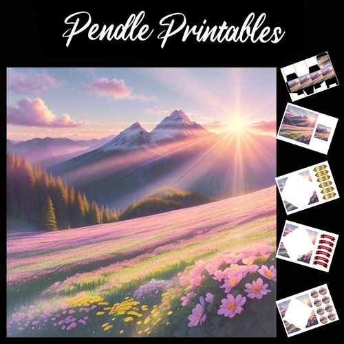 The Mountain Sunshine 7x7 Card Kit. Matching Box, Gift Bauble,Tag