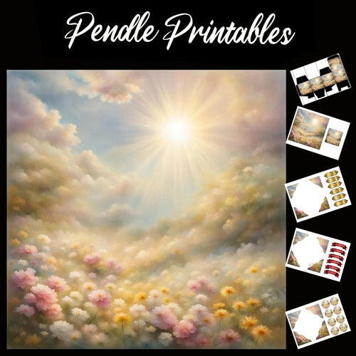 Meadow Flowers Glow 7x7 Card Kit. Matching Box, Gift Bauble,Tag