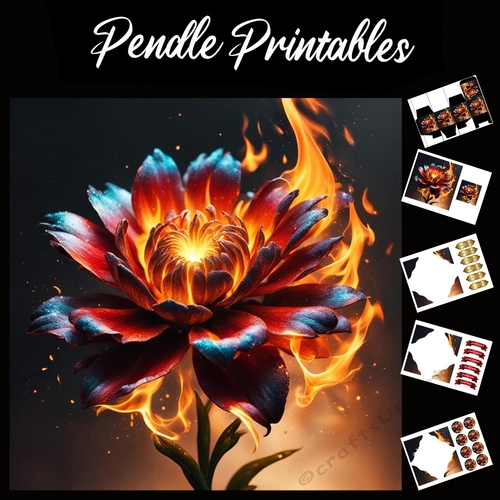 Flame Art: The Flame Rose 7x7 Card Kit. Matching Box, Gift Bauble,Tag