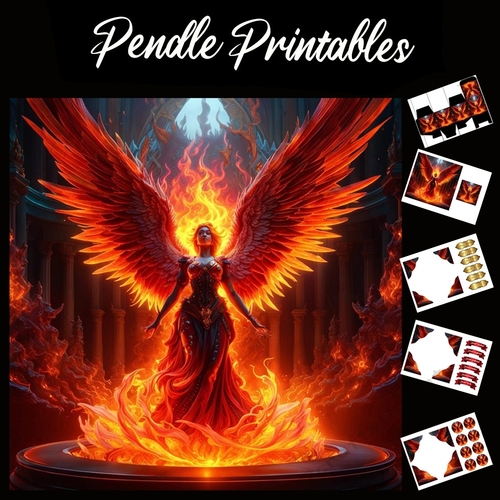 Flame Art: The Flame Godess 7x7 Card Kit. Matching Box, Gift Bauble,Tag