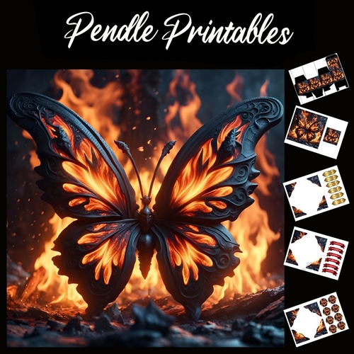 Flame Art: The Flame Butterfly 7x7 Card Kit. Matching Box, Gift Bauble,Tag