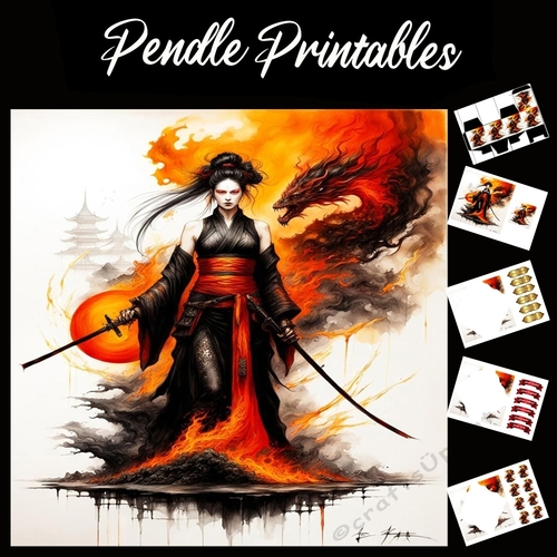 Flame Art: The Flame Warrior 7x7 Card Kit. Matching Box, Gift Bauble,Tag