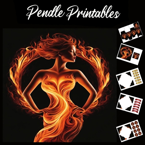 Flame Art: The Flame Lady 7x7 Card Kit. Matching Box, Gift Bauble,Tag