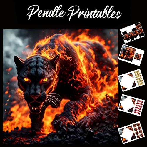 Flame Art: The Flame Panther 7x7 Card Kit. Matching Box, Gift Bauble,Tag
