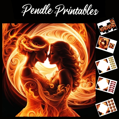 Flame Art: The Flame Lovers  7x7 Card Kit. Matching Box, Gift Bauble,Tag