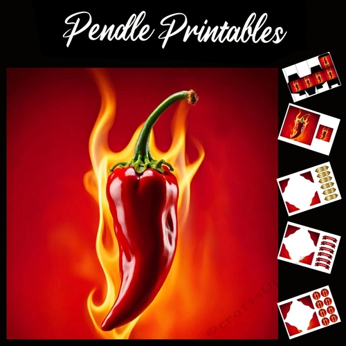 Flame Art: The Flamin Hot Chilli Pepper 7x7 Card Kit. Matching Box, Gift Bauble,Tag