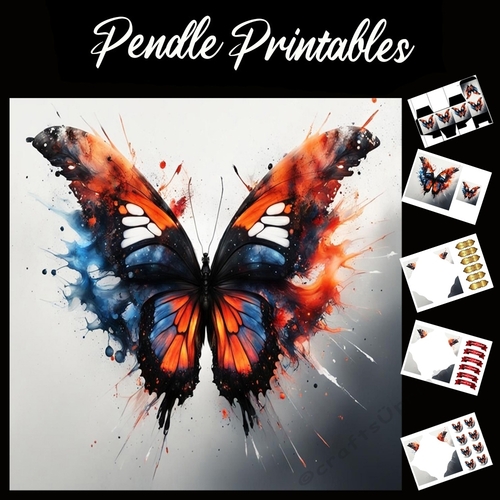 Splatter Art: Butterfly 7x7 Card Kit. Matching Box, Gift Bauble,Tag