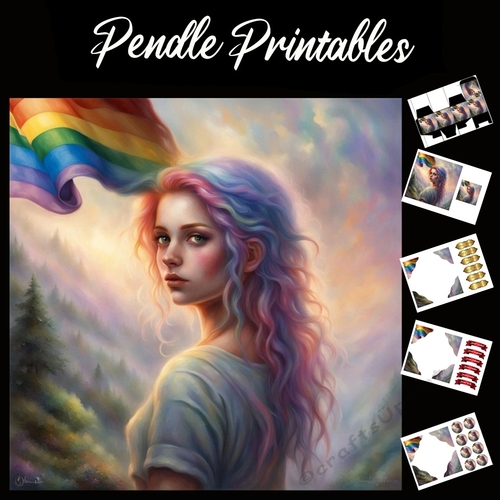 Splatter Art: Pride Girl 7x7 Card Kit. Matching Box, Gift Bauble,Tag