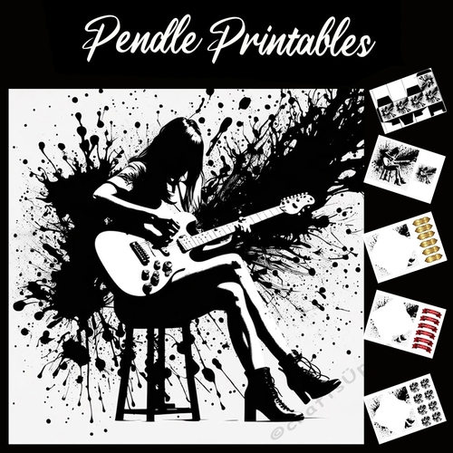 Splatter Art: The Music Maker 7x7 Card Kit. Matching Box, Gift Bauble,Tag