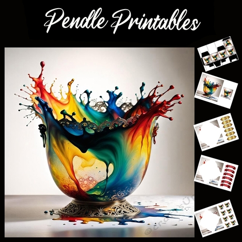 Splatter Art: Bowlful Of Colour 7x7 Card Kit. Matching Box, Gift Bauble,Tag