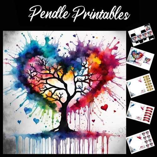 Splatter Art: Heart Of A Tree 7x7 Card Kit. Matching Box, Gift Bauble,Tag