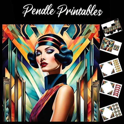 Beautiful Art Deco Lady (1) 7x7 Card Kit. Matching Box, Gift Bauble,Tag