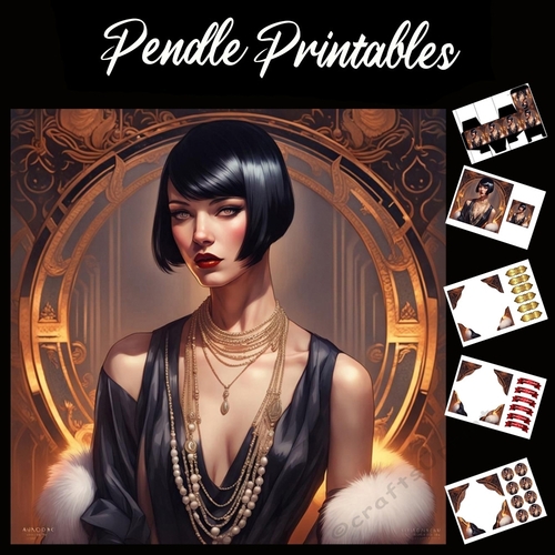 Art Deco The Purple Lady 7x7 Card Kit. Matching Box, Gift Bauble,Tag