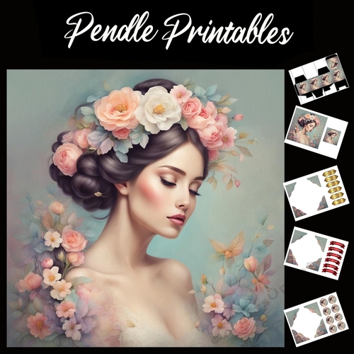 The Floral Beauty 7x7 Card Kit. Matching Box, Gift Bauble,Tag