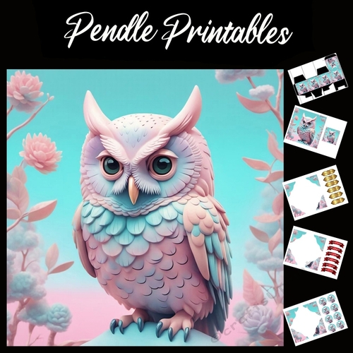 Cute Hoot 7x7 Card Kit. Matching Box, Gift Bauble,Tag