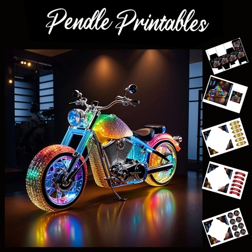 The Motorbike (4) 7x7 Card Kit. Matching Box, Gift Bauble,Tag