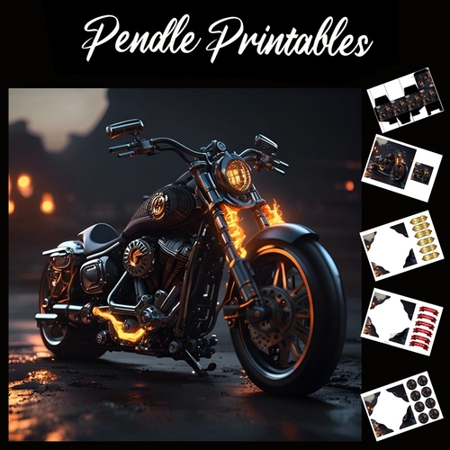 The Motorbike (5) 7x7 Card Kit. Matching Box, Gift Bauble,Tag